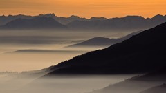 Landscapes fog nature Mountains silhouettes