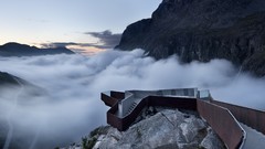 Landscapes fog nature Mountains stairways