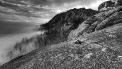 Landscapes fog nature rock Mountains black and white Virginia 