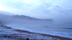 Landscapes fog nature snow water coast Scotland frost Beaches 