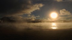 Landscapes fog nature sun dawn disk