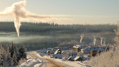 Landscapes fog nature Trees snow winter clouds roads forests 