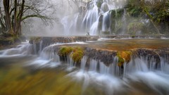 Landscapes fog nature Trees water Green waterfalls