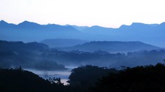 Landscapes fog nature water blue Mountains Taiwan lakes mist