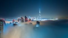 Landscapes fog night dubai UAE mist cities cityscapes