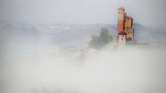 Landscapes fog panorama Italy Castles italia Piemonte Langhe