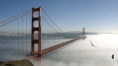 Landscapes fog San Francisco Bridges cities golden gate bridge