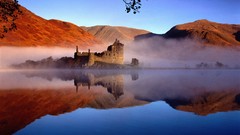 Landscapes fog Scotland architecture castle Castles mist 