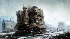 Landscapes fog snow mist threads trucks vehicles science 