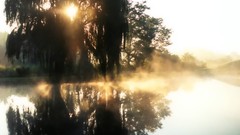 Landscapes fog sun lakes