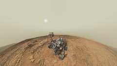 Landscapes fog sun Mars Robots curiosity Rover planets deserts