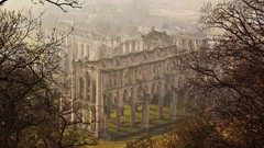 Landscapes fog Trees ruins Castles towns