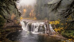 Landscapes fog Trees waterfalls rivers