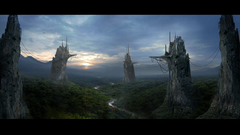 Landscapes forests Birds fantasy