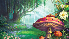 Landscapes forests mushrooms fantasy