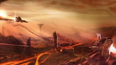 Landscapes futuristic lava spaceships