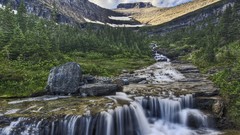 Landscapes glacier Montana waterfalls national park
