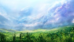 Landscapes grass clouds artwork