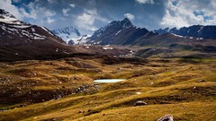 Landscapes grass Mountains clouds skies