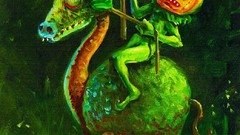 Landscapes grass paintings Halloween pumpkins skulls creepy 