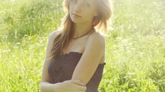 Landscapes grass woman shoulders blondes long hair teen girls 