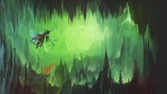 Landscapes Green weapons dress staff flying silhouettes Bridges 