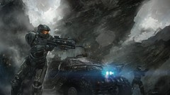 Landscapes Guns vehicles science fiction fan art warthog 