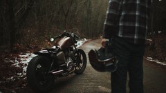 Landscapes guy helmets vehicles bobber motorbikes