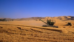Landscapes harvest fields combine harvester