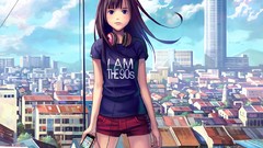 Landscapes headphones paintings drawings iphone anime girls 