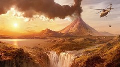 Landscapes Helicopters Volcanoes vehicles