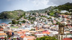 Landscapes hills coast caribbean towns