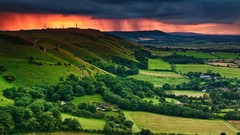 Landscapes hills meadows horizon dark cloud