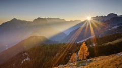 Landscapes hills sunlight sun flare