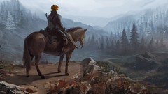 Landscapes Horses bard lute fantasy art Kvothe The Kingkiller 