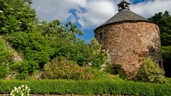 Landscapes houses sunlight bushes