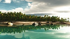 Landscapes Islands Beaches reflections 3d tropical digital art