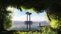 Landscapes leaves nature Creative Green paradise digital art