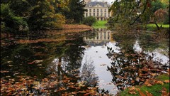 Landscapes leaves Trees autumn France Europe houses ponds James 