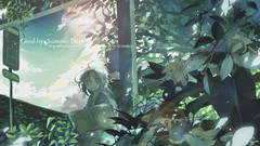 Landscapes leaves Trees clouds Plants Anime Ribbons blondes 