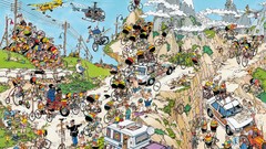 Landscapes mess Mountains puzzle cartoons drawings cycling 