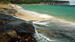 Landscapes Michigan chapel rocks Beaches National Lake Superior
