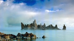 Landscapes mist California lakes
