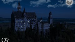 Landscapes moon castle neuschwanstein Noche
