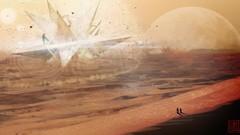 Landscapes moon geometry science fiction artwork digital art 