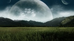 Landscapes moon green field