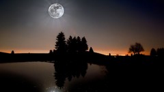 Landscapes moon moonlight forests