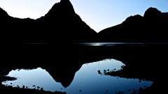 Landscapes morning New Zealand silhouettes lakes reflections