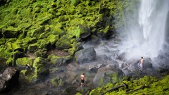 Landscapes moss waterfalls rocks climbing