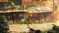 Landscapes Motorcycles cars houses cities artwork digital art 